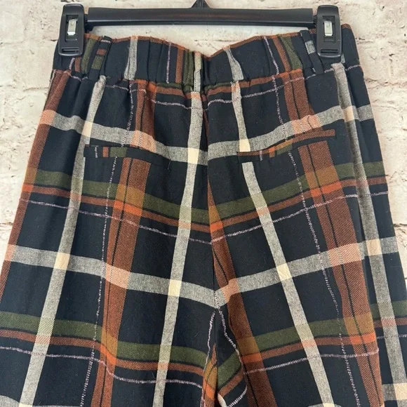 FRNCH Paris Women's Philo Woven Black Ivory Rust Plaid Pants Small 100% Cotton S - Picture 9 of 11